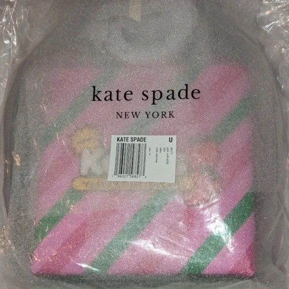NWT Kate Spade Candy Treat Yourself Mini Crossbody Tote- Pink and Green Stripes - Picture 7 of 10